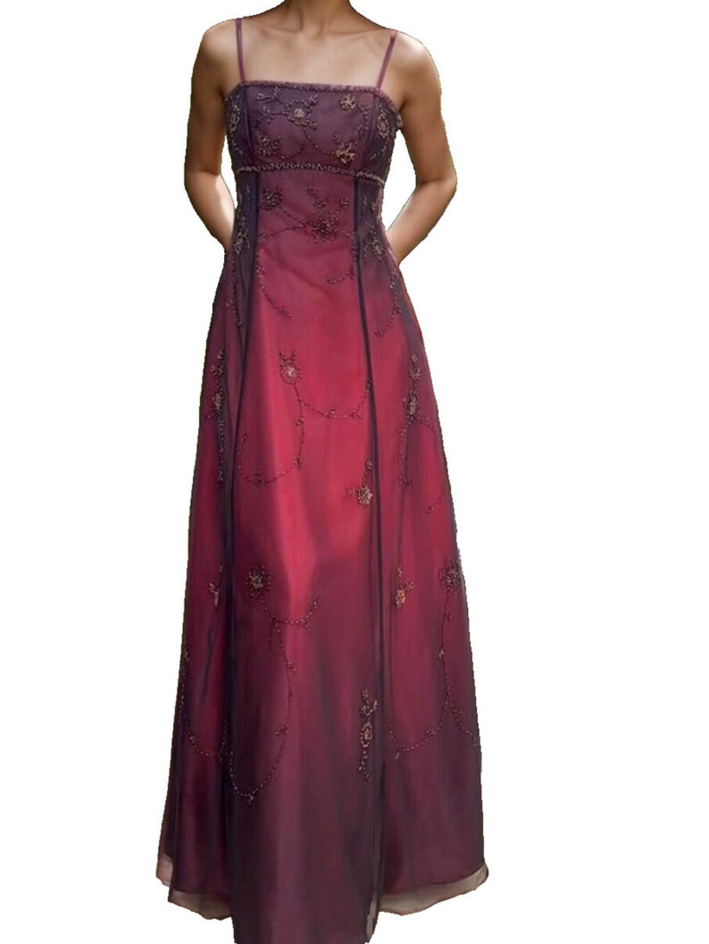 Vintage 90s Y2KSize 3/4 Gothic Fairy Vampire Burgundy & Black Beaded Formal Prom